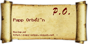Papp Orbán névjegykártya
