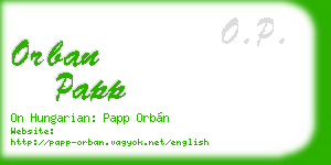 orban papp business card