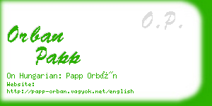 orban papp business card